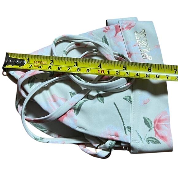 Pink by Victoria's Secret Bonded XS Floral Blue Strappy Back Triangle Bralette - Picture 6 of 6